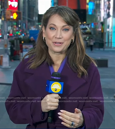 Ginger’s purple wrap coat on Good Morning America