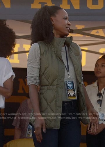 Grace’s green quilted vest on All American
