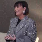 Kris’s gray crystal embellished blazer dress on The Kardashians