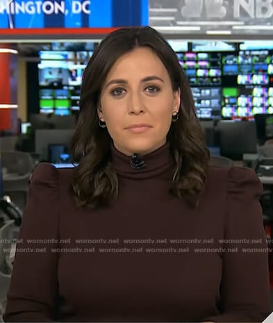 Hallie’s brown puff sleeve top on Today