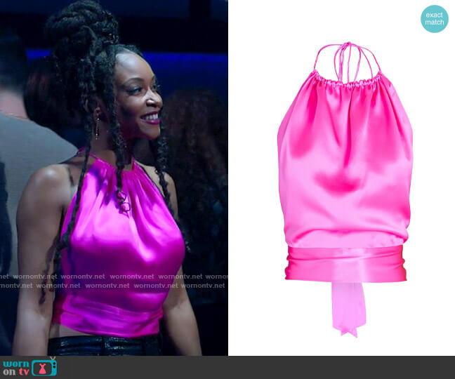 Harmur Tie-Back Silk Halter Top worn by April Sexton (Yaya DaCosta) on Chicago Med