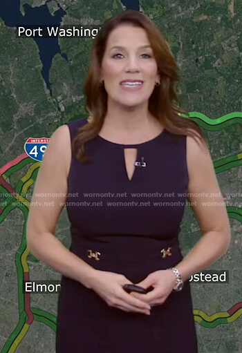 Heather’s navy keyhole sleeveless dress on Good Morning America