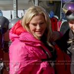 Heather’s pink hooded puffer jacket on The Real Housewives of Salt Lake City