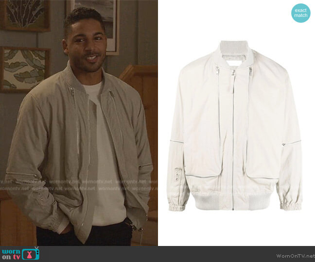 Helmut Lang Zipped-up bomber jacket worn by Jordan Baker (Michael Evans Behling) on All American