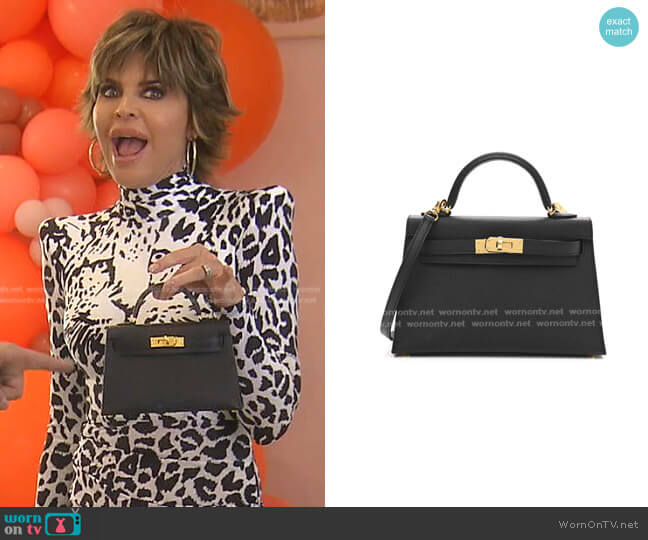 Hermes Epsom Mini Kelly Sellier 20 Black worn by Lisa Rinna on The Real Housewives of Beverly Hills
