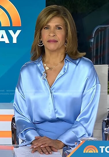 Hoda’s blue satin shirt on Today