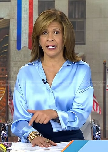 Hoda’s blue satin shirt on Today