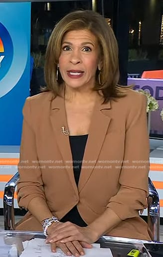 Hoda’s brown ruched sleeve blazer on Today