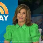 Hoda’s green cable knit sweater and pants on Today