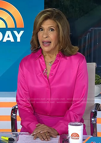 Hoda’s pink satin shirt on Today
