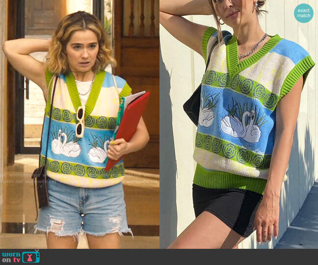House of Sunny Swan Lake Vest worn by Portia (Haley Lu Richardson) on The White Lotus