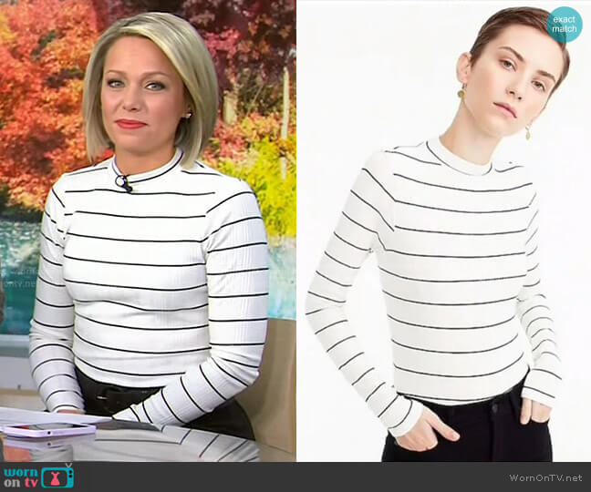 J. Crew Ribbed Striped Mock Neck Bodysuit worn by Dylan Dreyer on Today