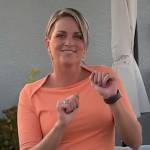 Jamie Yuccas’s coral top on CBS Mornings