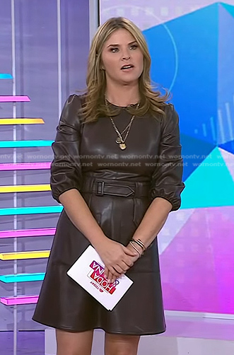 Jenna’s brown leather belted dress on Today