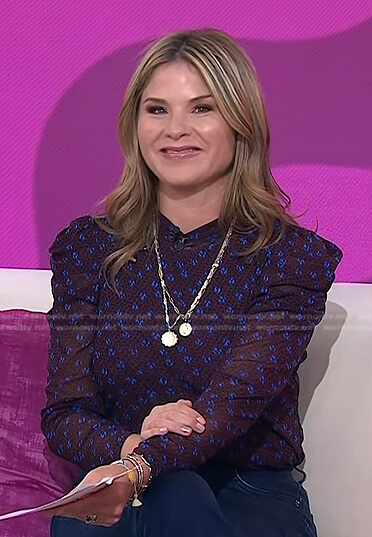 Jenna’s burgundy printed sheer top on Today
