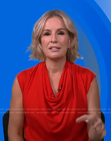 Jennifer’s orange cowl neck top on Good Morning America