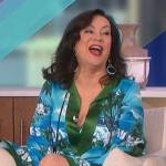 Jennifer Tilly’s blue tropical print dress on The Talk