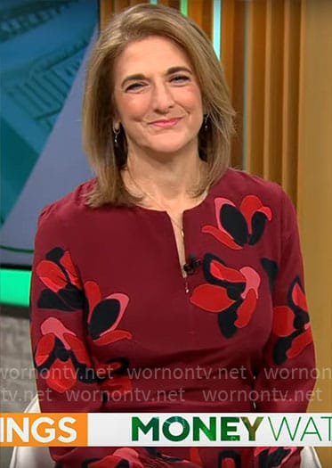 Jill Schlesinger’s red floral dress on CBS Mornings