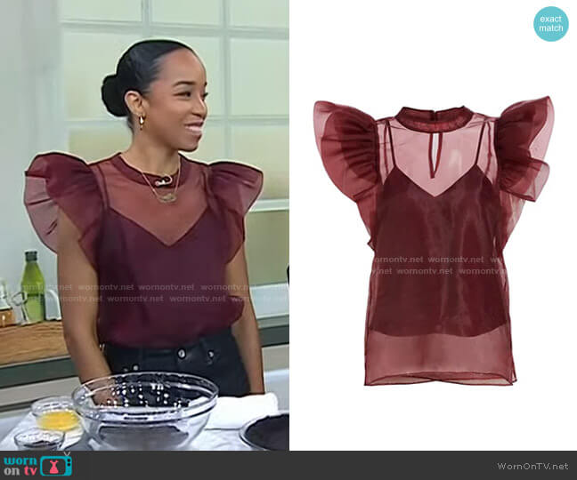Jonathan Simkhai Corina Organza Ruffle Top worn by Maya-Camille Broussard on Today