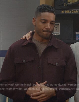 Jordan’s burgundy shacket on All American