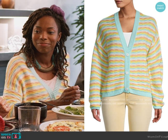Joseph Boxy Woven Cardigan worn by Denise (Sasheer Zamata) on Home Economics