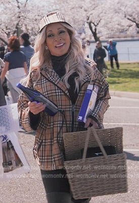 Karen’s plaid coat on The Real Housewives of Potomac