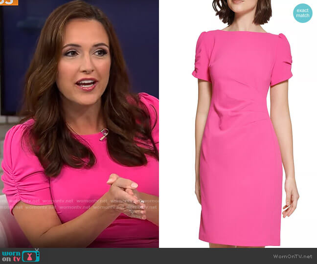 Karl Lagerfeld Paris Ruched Sheath Dress worn by Nikki Battiste on CBS Mornings