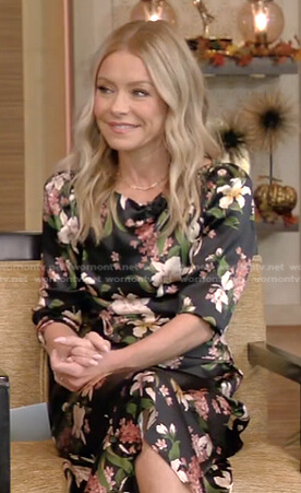 Kelly’s black floral dress on Live with Kelly and Ryan