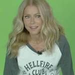 Kelly’s Hellfire Club raglan tee on Live with Kelly and Ryan