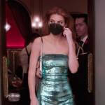 Kendal’s green sequin mini dress on The Kardashians