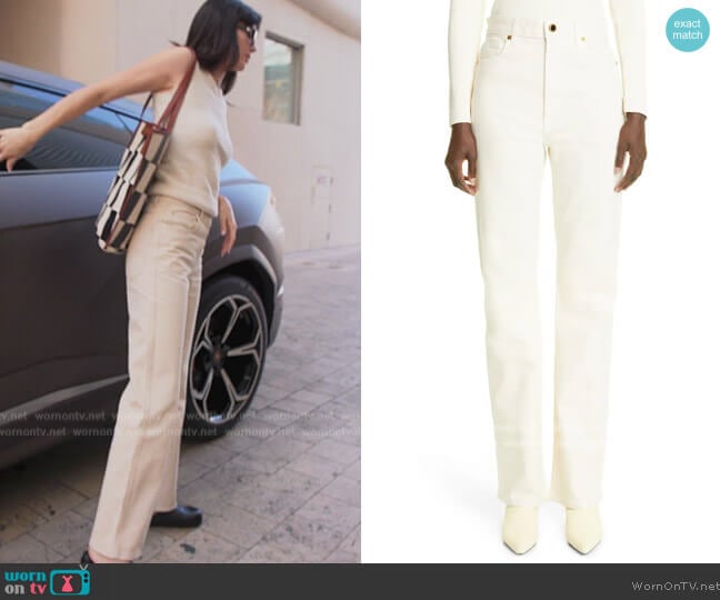 Khaite The Danielle High Waist Straight Leg Jeans worn by Kendall Jenner (Kendall Jenner) on The Kardashians