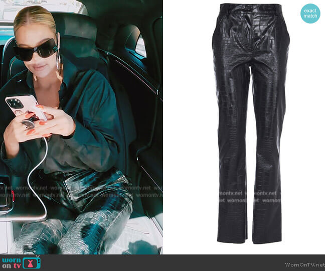 Brognano Black Pants With Crocodile Print In Nero worn by Khloe Kardashian (Khloe Kardashian) on The Kardashians