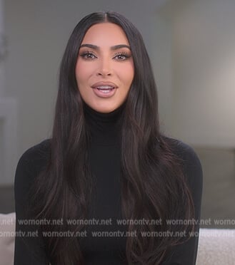 Kim’s black turtleneck confessional top on The Kardashians