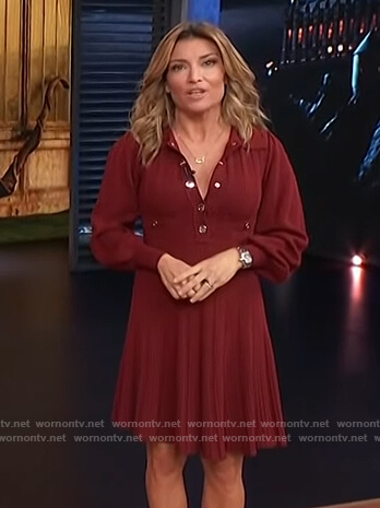 Kit’s burgundy knit dress on Access Hollywood