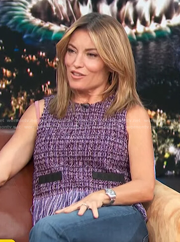 Kit’s purple tweed fringed hem top on Access Daily