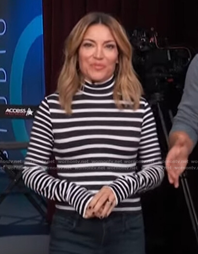 Kit’s black striped turtleneck top on Access Hollywood
