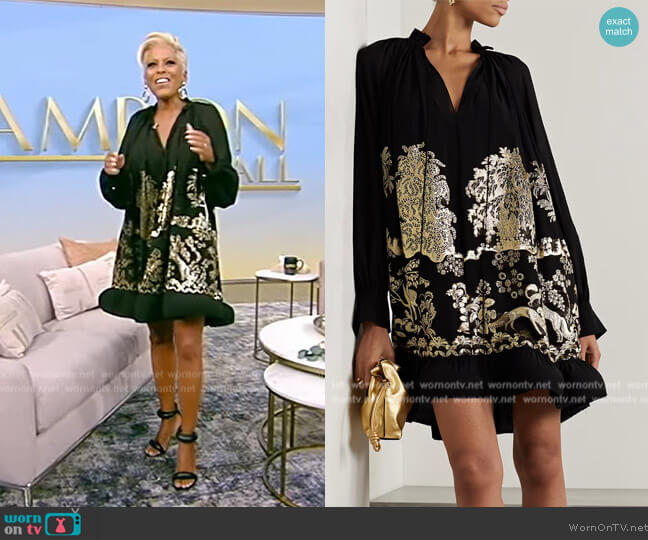 Lanvin Ruffled metallic fil coupe crepe de chine mini dress worn by Tamron Hall on Tamron Hall Show