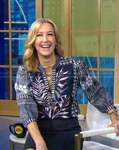 Lara’s floral v-neck blouse on Good Morning America