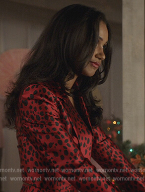 Layla’s red leopard print crop blazer on All American