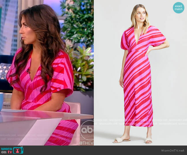 Lela Rose Pleated Taffeta V-neck Sheath Dress worn by Alyssa Farah Griffin on The View