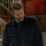 Liam’s navy checked jacket on The Bold and the Beautiful
