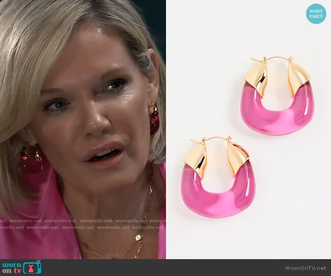 Lizzie Fortunato Organic Hoops in Flamingo worn by Ava Jerome (Maura West) on General Hospital