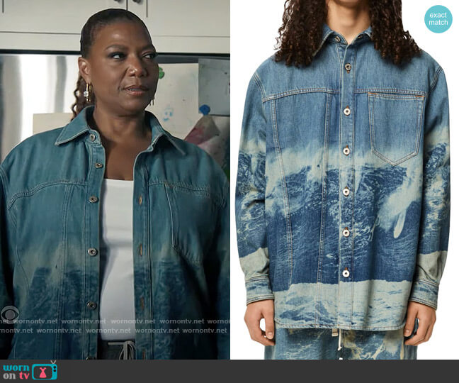 Loewe x Paula's Ibiza Surf-Print Denim Overshirt worn by Robyn McCall (Queen Latifah) on The Equalizer