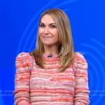 Lori’s pink striped puff sleeve sweater on Good Morning America