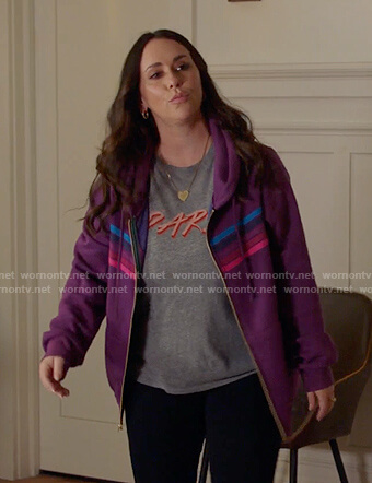 Maddie’s purple striped zip hoodie on 9-1-1