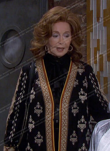 Maggie’s black embroidered jacket on Days of our Lives