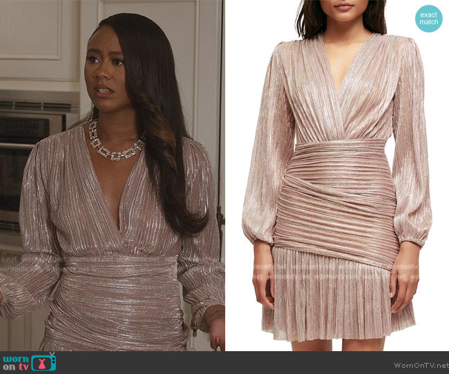 Maje Runny metallic-effect dress worn by Keisha (Netta Walker) on All American Homecoming