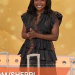 Makho Ndlovu’s black ruffle tie dye dress on Sherri
