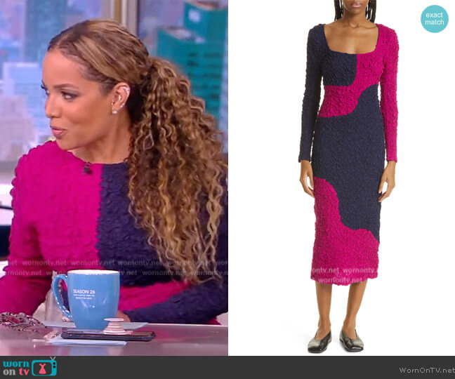 Mara Hoffman Amy Texture Long Sleeve Midi Dress worn by Sunny Hostin on The View