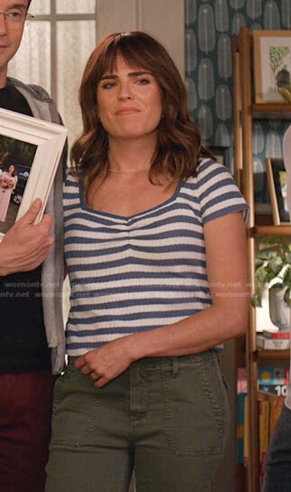 Marina’s blue and white striped top on Home Economics